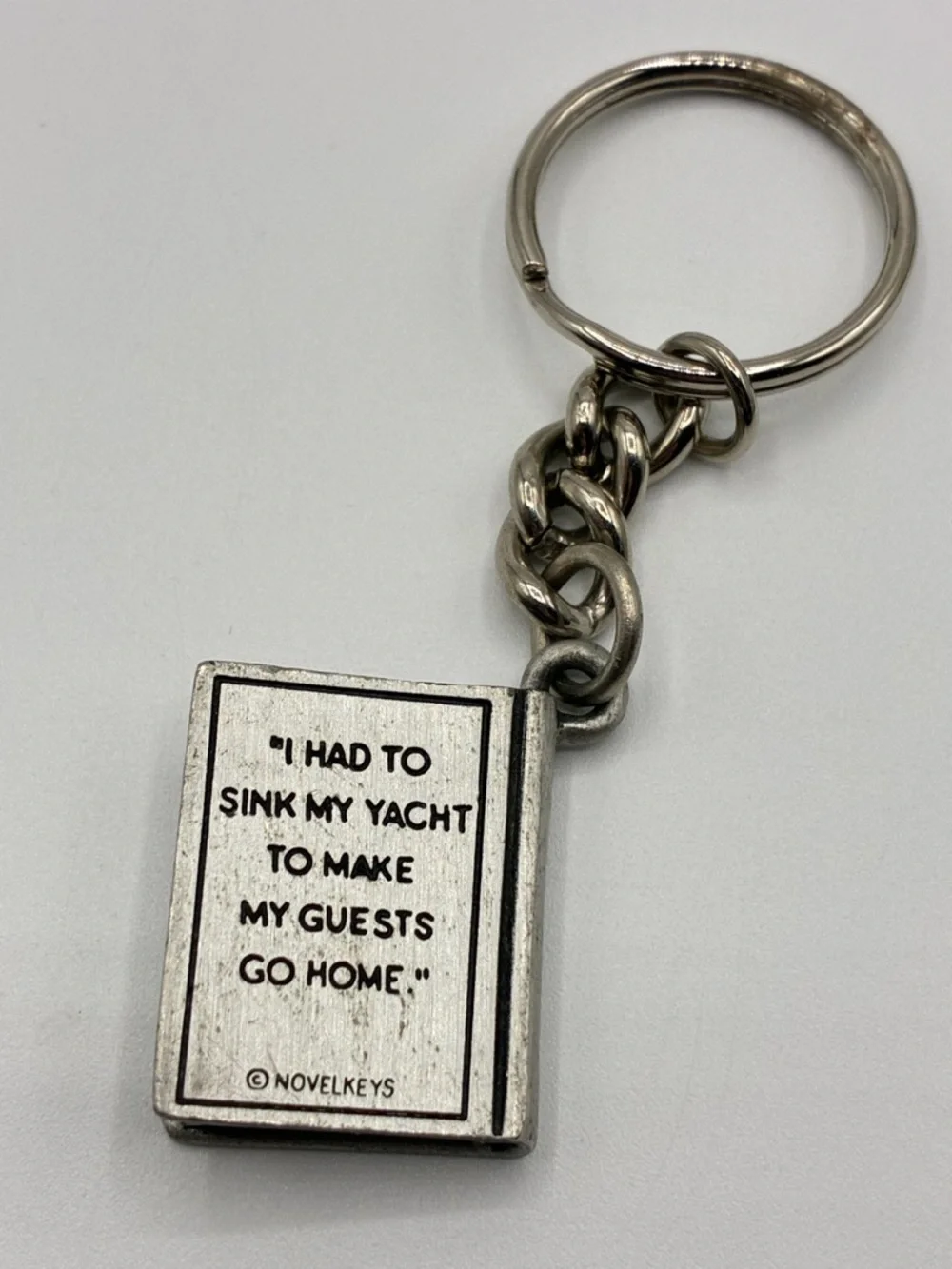 Novelkeys Pewter Book Keychains Set of 2 Vintage Literary Quote Charms USA
